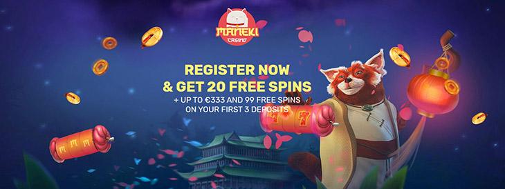 maneki 20 free spin bonus