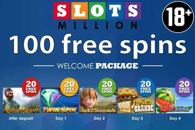 SlotsMillion 100 free spins